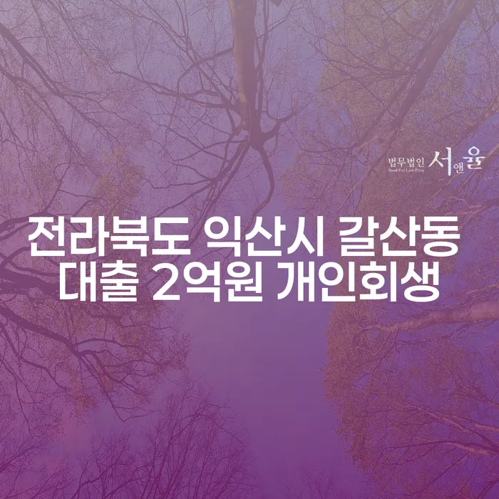 전라북도 익산시 갈산동에서 대출 2억원, 개인회생으로 해결할 수 있을까?